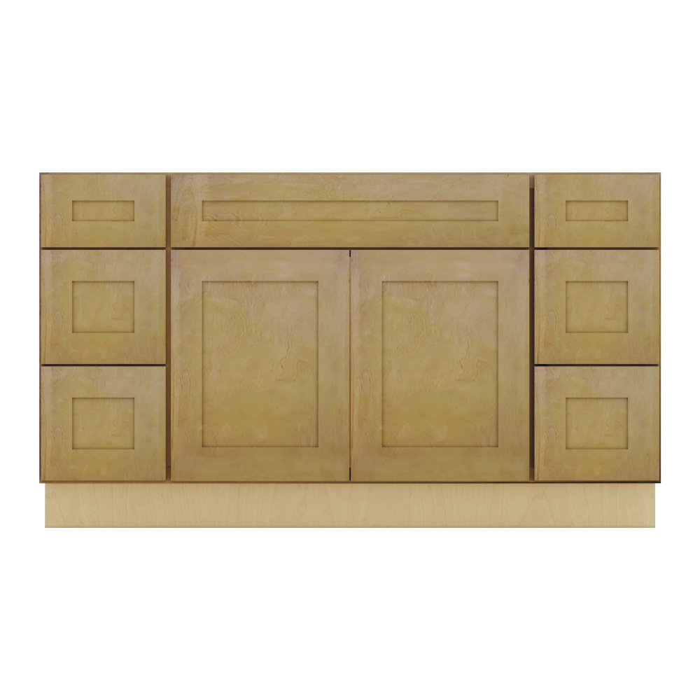 Modernform Cabinet Natural Shaker 60" W X 34 1/2" H X 21" D Combo Cabinet 2 Doors/6 Drawers/1 False Front